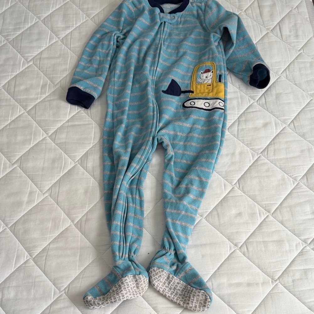 Carter's Blue and White Striped Footie with Submarine